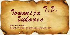 Tomanija Duković vizit kartica